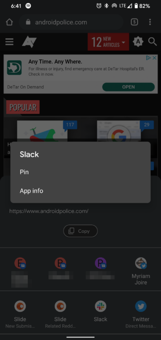 Piksel pada Android 10 sekarang dapat menyematkan aplikasi ke menu bagikan, berkat pembaruan Maret 1