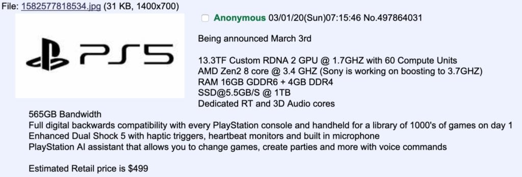 Sebuah rumor menempatkan PS5 di depan Xbox Series X dalam jumlah teraflops 1