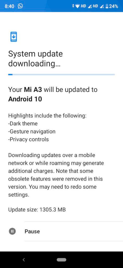 Xiaomi Mi A3 akhirnya mulai memperbarui ke Android 10