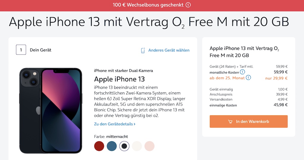 o2: iPhone 13 (Pro) hanya 1 Euro + hingga 500 Euro untuk ponsel lama Anda 1