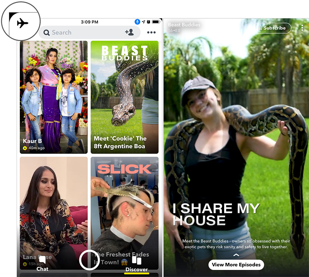 Chụp ảnh màn hình của Snap Story trong ứng dụng Snapchat trên iPhone