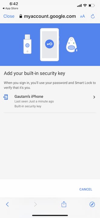 iPhone - Khóa bảo mật của Google - Thêm