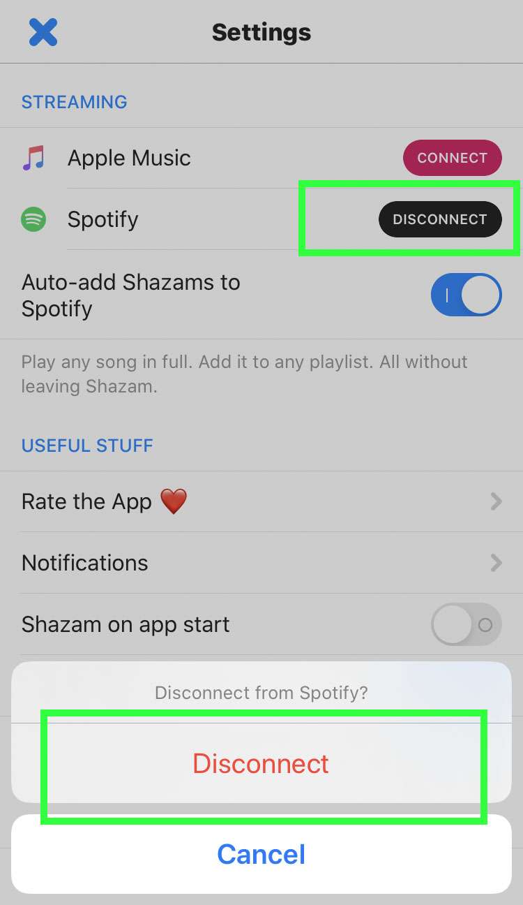 Gửi lại tài khoản Spotify cho Shazam 6