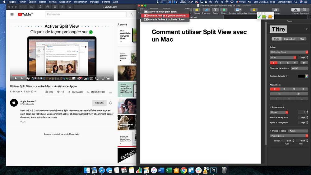 mac split view fenetre1 Cách sử dụng Split View với máy Mac