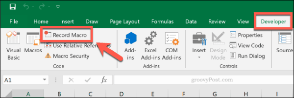 Nút Record Macro trong Microsoft Excel