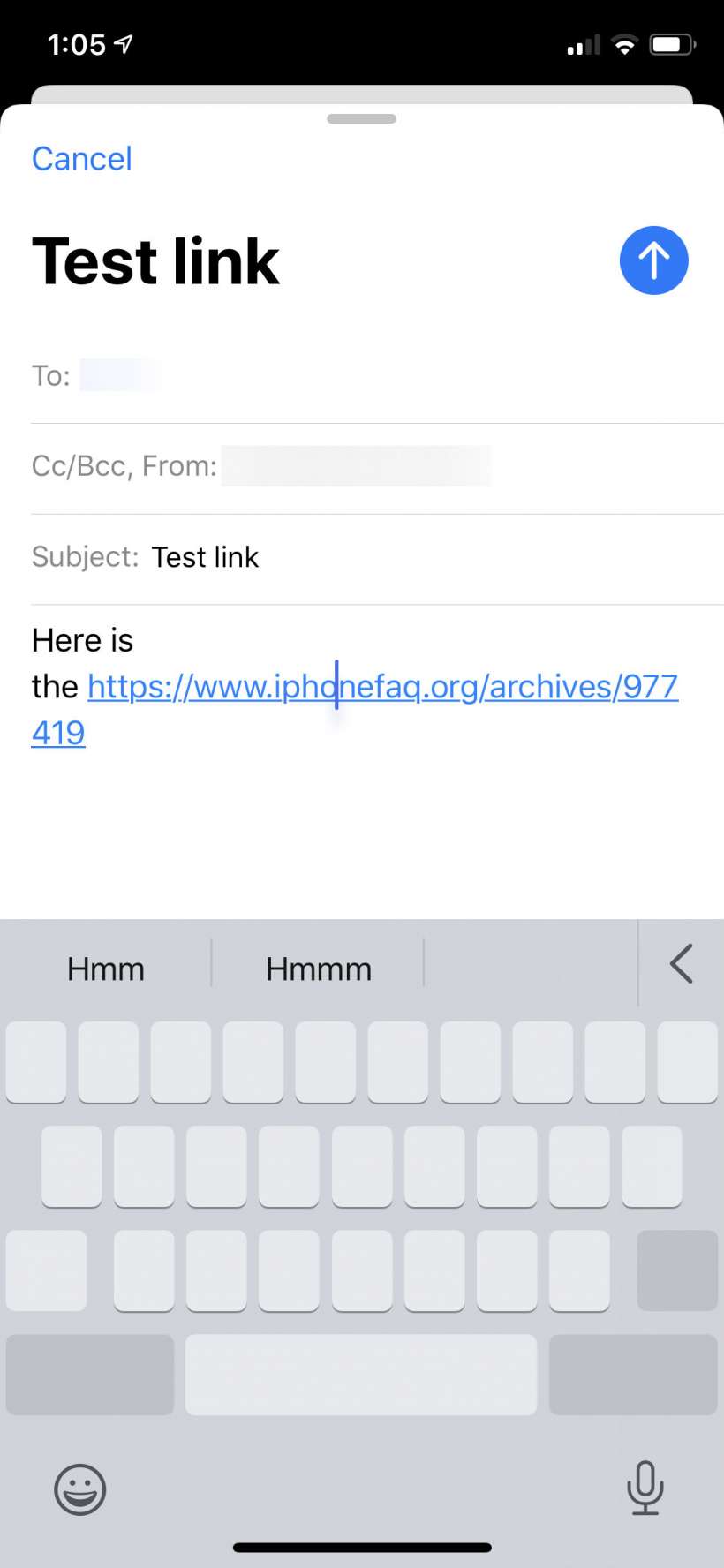 Cách chèn liên kết siêu văn bản vào email trên iPhone và iPad.