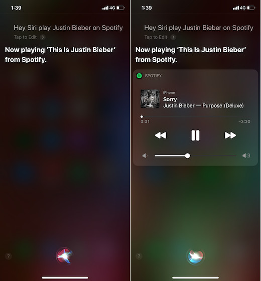 Chơi nhạc Spotify với Siri