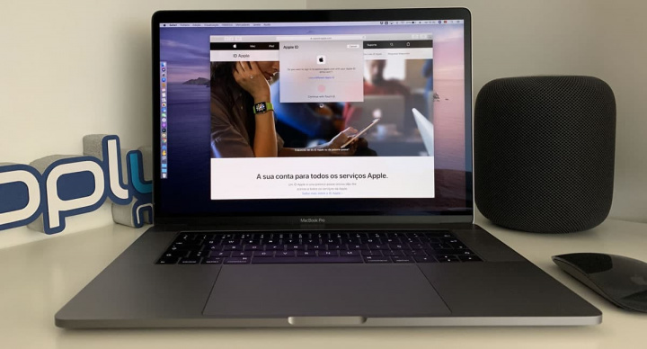 Hình ảnh máy tính MacBook Pro yêu cầu ID Apple