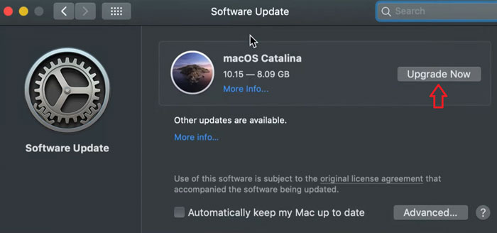 cài đặt bản cập nhật macOS Catalina