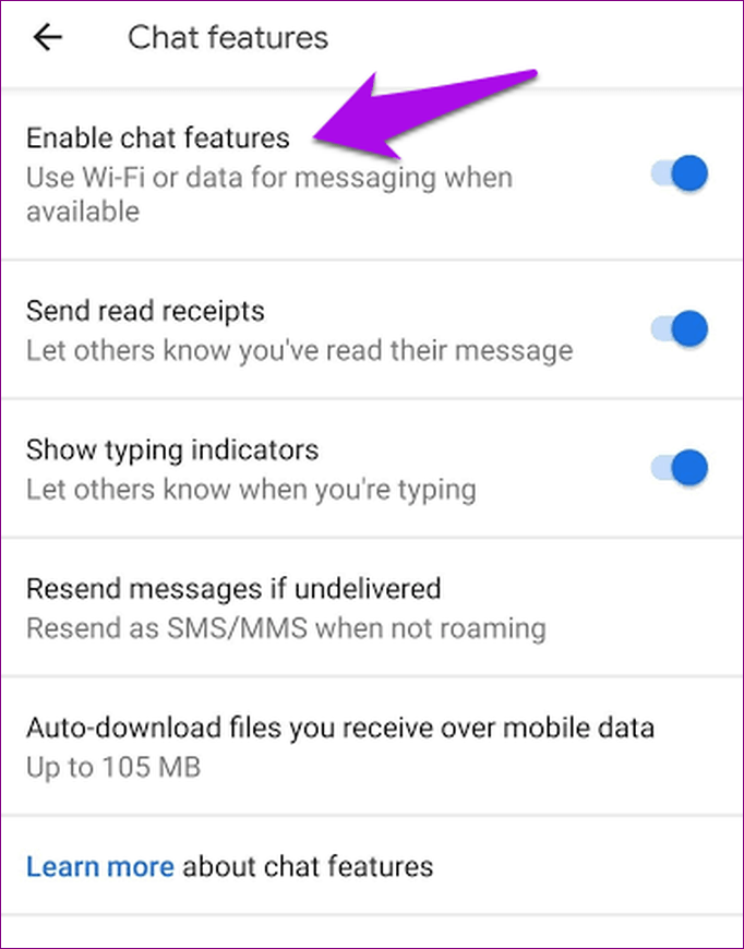 Nhắn tin Android Rcs Kích hoạt tính năng trò chuyện