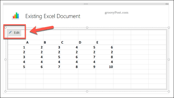 Chỉnh sửa bảng tính Excel hiện có trong OneNote