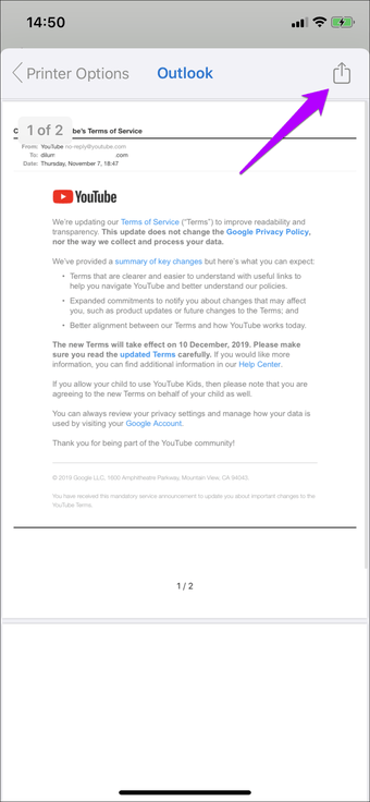 Lưu email dưới dạng Pdf Outlook Gmail Ios 4