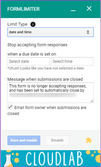 Cách giới hạn phản hồi trong Google Forms FormLimiter