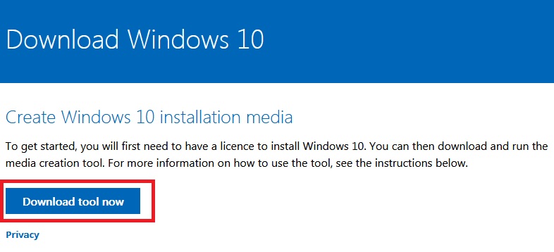 Trên trang web của Microsoft, có thể tải xuống công cụ để cài đặt windows 10