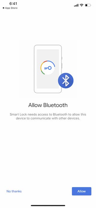 iPhone - Khóa bảo mật của Google - Cho phép Bluetooth