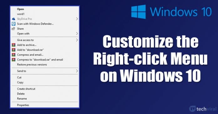Cách tùy chỉnh Menu Nhấp chuột phải vào Windows 10 PC