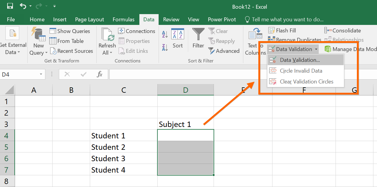 Tạo quy tắc xác thực dữ liệu trong Excel