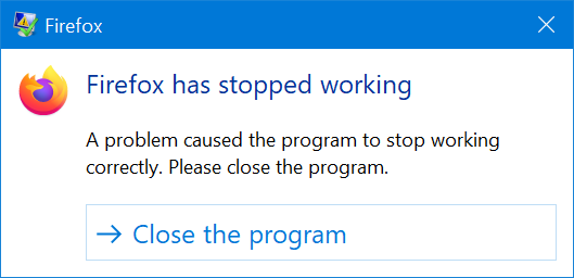 Firefox đã ngừng hoạt động