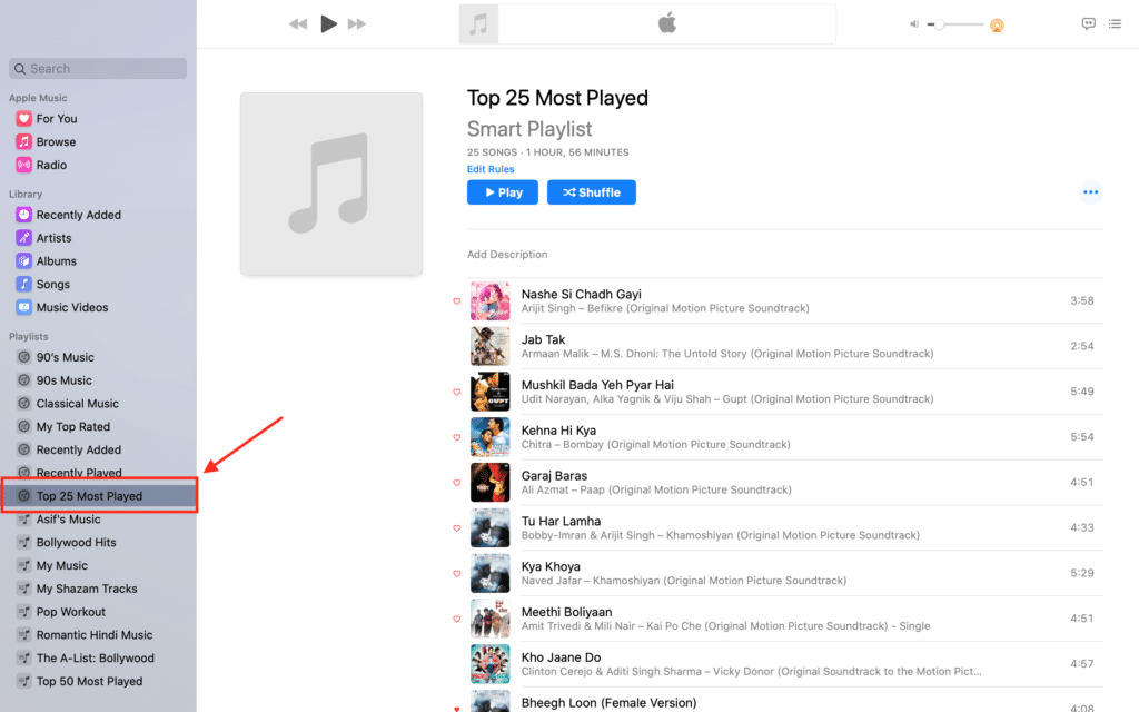 Top 25 ứng dụng phát nhạc nhiều nhất trên ứng dụng âm nhạc trên MacOS