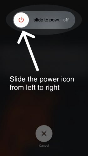biểu tượng trượt điện từ trái sang phải để tắt iphone