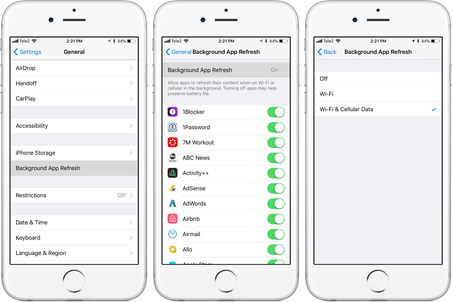   Tắt Ứng dụng nền Làm mới cho các ứng dụng được chọn để tiết kiệm pin và đảm bảo sạc nhanh hơn nếu bạn thấy iPhone của mình đang sạc chậm