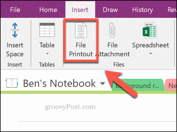 Thêm bản in tệp trong OneNote