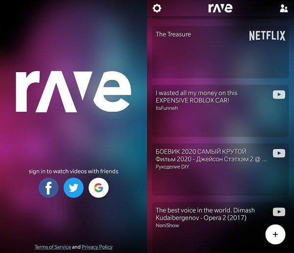 Đăng nhập ứng dụng Rave - Tạo Rave Party
