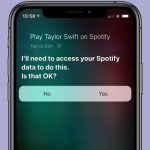 Siri xin phép truy cập dữ liệu Spotify