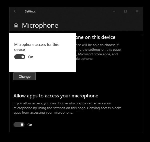 Vô hiệu hóa quyền truy cập micrô từ Windows 10 cài đặt ứng dụng