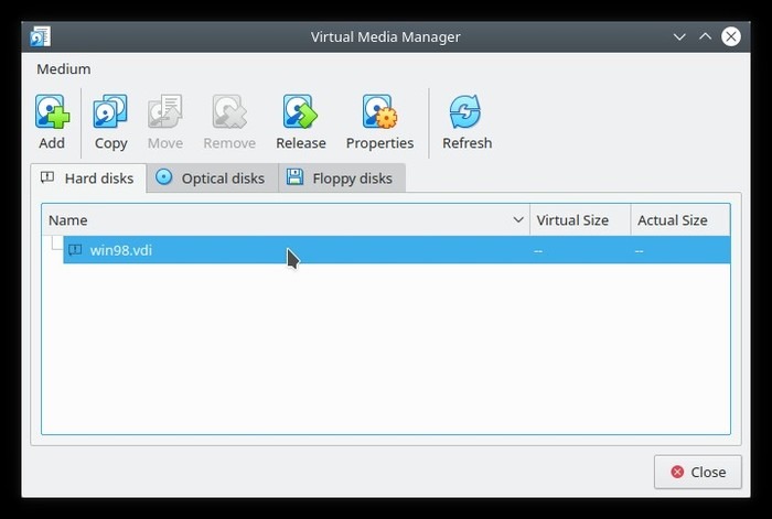 Thay đổi Virtualbox Uuid Virtualbox Virtual Media Manager Window