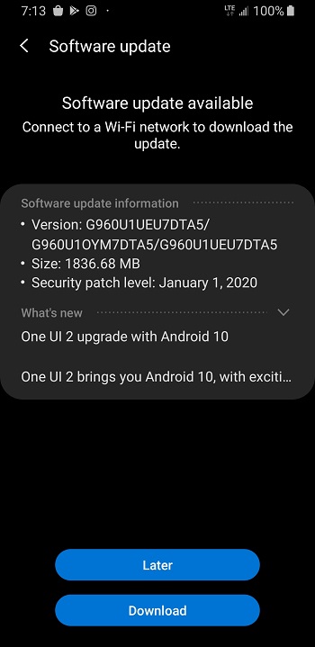 Galaxy  Cập nhật Android S9