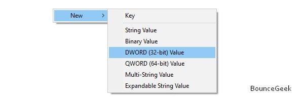 Giá trị DWORD 32 bit mới trong Tìm kiếm