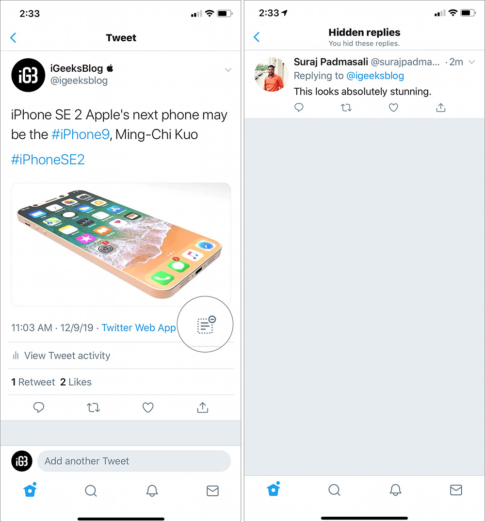 Ẩn giấu Twitter Trả lời trên iPhone và iPad