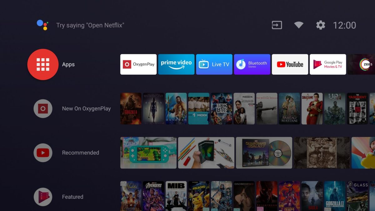 OnePlus TV chạy giao diện Android TV mặc định