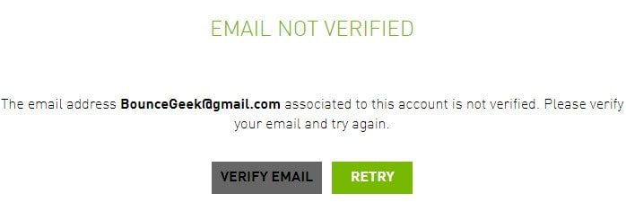 Xác minh GeForce ngay Email