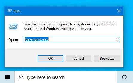 Mở trình quản lý thiết bị Windows 10