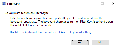 how-to-lock-keyboard-01 "srcset =" https://apsachieveonline.org/wp-content/uploads/2020/02/1581228844_100_Cach-khoa-ban-phim-laptop.png 502w, https://o0o0sm3y25-flywheel.netdna-ssl.com/wp-content/uploads/2020/02/how-to-lock-keyboard-01-300x124.png 300w "size =" (max-width: 502px) 100vw , 502px "/></p></noscript><p>2. Sau 8 giây, Phím lọc sẽ yêu cầu xác nhận. Nhấp chuột <strong>Đúng</strong>.</p><div class='code-block code-block-6' style='margin: 8px auto; text-align: center; display: block; clear: both;'><style>.ai-rotate {position: relative;}
.ai-rotate-hidden {visibility: hidden;}
.ai-rotate-hidden-2 {position: absolute; top: 0; left: 0; width: 100%; height: 100%;}
.ai-list-data, .ai-ip-data, .ai-filter-check, .ai-fallback, .ai-list-block, .ai-list-block-ip, .ai-list-block-filter {visibility: hidden; position: absolute; width: 50%; height: 1px; top: -1000px; z-index: -9999; margin: 0px!important;}
.ai-list-data, .ai-ip-data, .ai-filter-check, .ai-fallback {min-width: 1px;}</style><div class='ai-rotate ai-unprocessed ai-timed-rotation ai-6-2' data-info='WyI2LTIiLDJd' style='position: relative;'><div class='ai-rotate-option' style='visibility: hidden;' data-index=