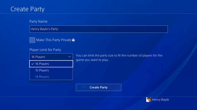 Bây giờ trên PS4 Party 16 mọi người có thể sử dụng cùng một cuộc gọi!