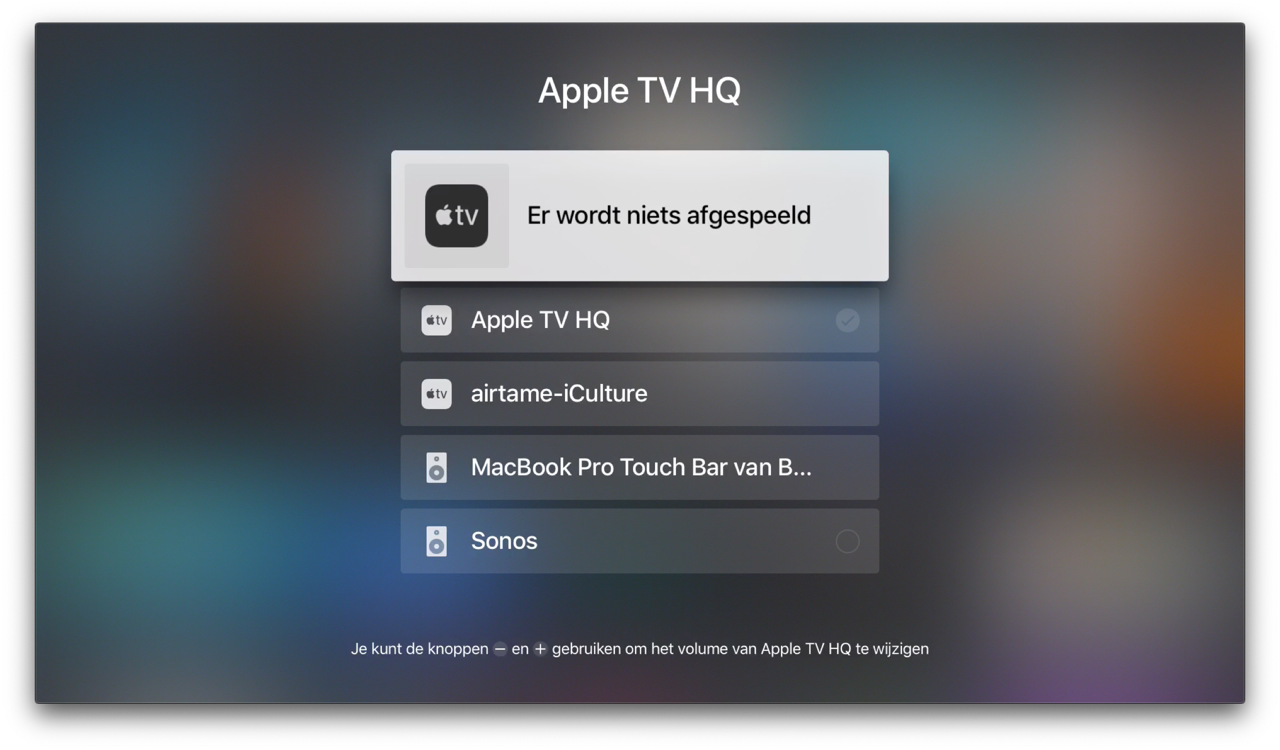 Apple Đầu ra âm thanh TV qua màn hình chính.