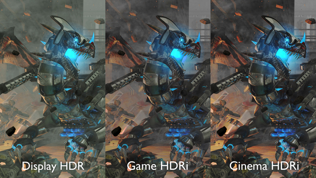 So với HDR, Game HDRi giữ lại nhiều chi tiết hơn và cung cấp hình ảnh trò chơi chân thực hơn, trong khi chế độ Cinema HDRi vẫn giữ được màu sắc tự nhiên nhất.