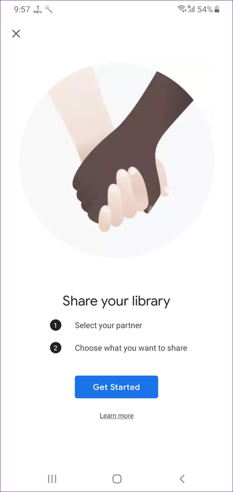 Tài khoản đối tác chia sẻ thư viện trong google photos 10 là gì