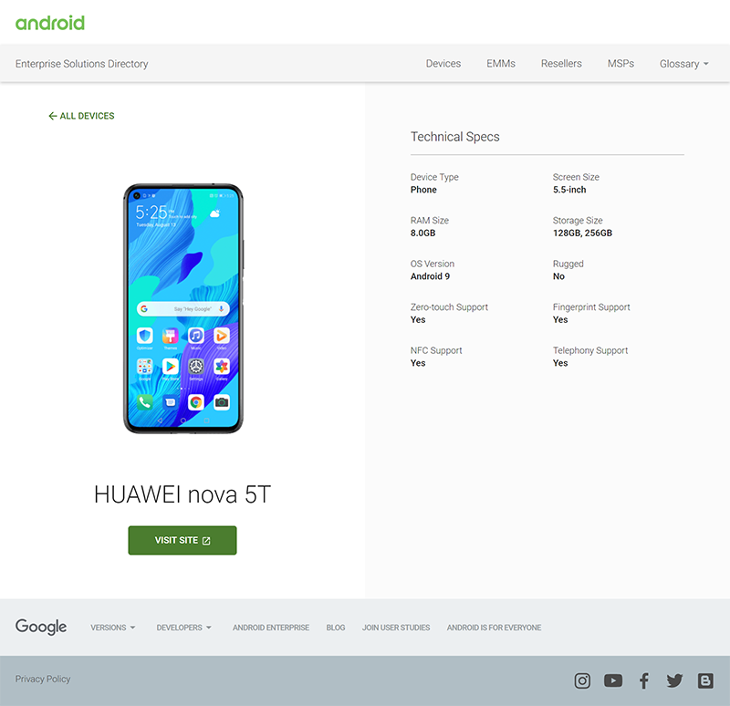 Android tiết lộ thông số kỹ thuật chính của Huawei Nova 5T!