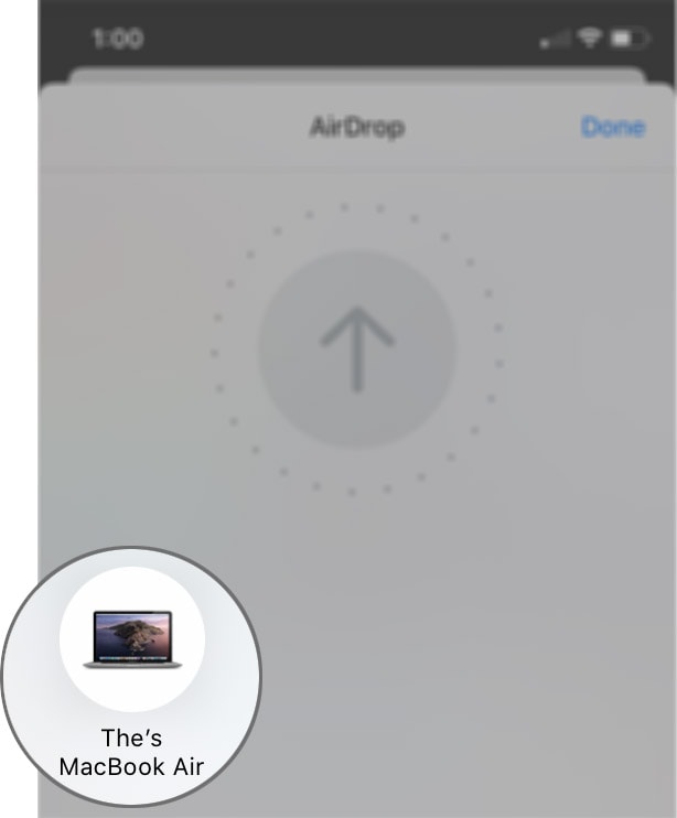 chuyển ảnh từ iphone sang macbook chọn thiết bị
