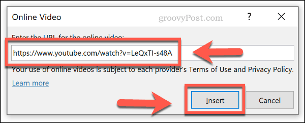 Chèn video trực tuyến bằng URL trong PowerPoint