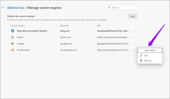 Công cụ tìm kiếm thay đổi Chromium của Microsoft Edge 8