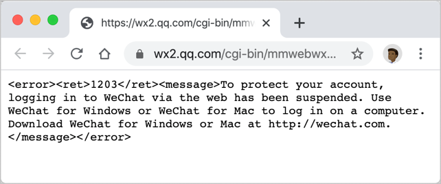 Truy cập web WeChat bị chặn