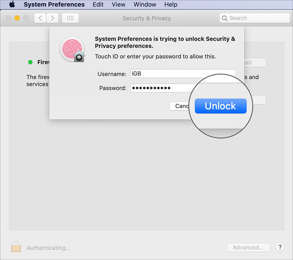 Nhập mật khẩu và đồng hồ khi mở khóa trên máy Mac