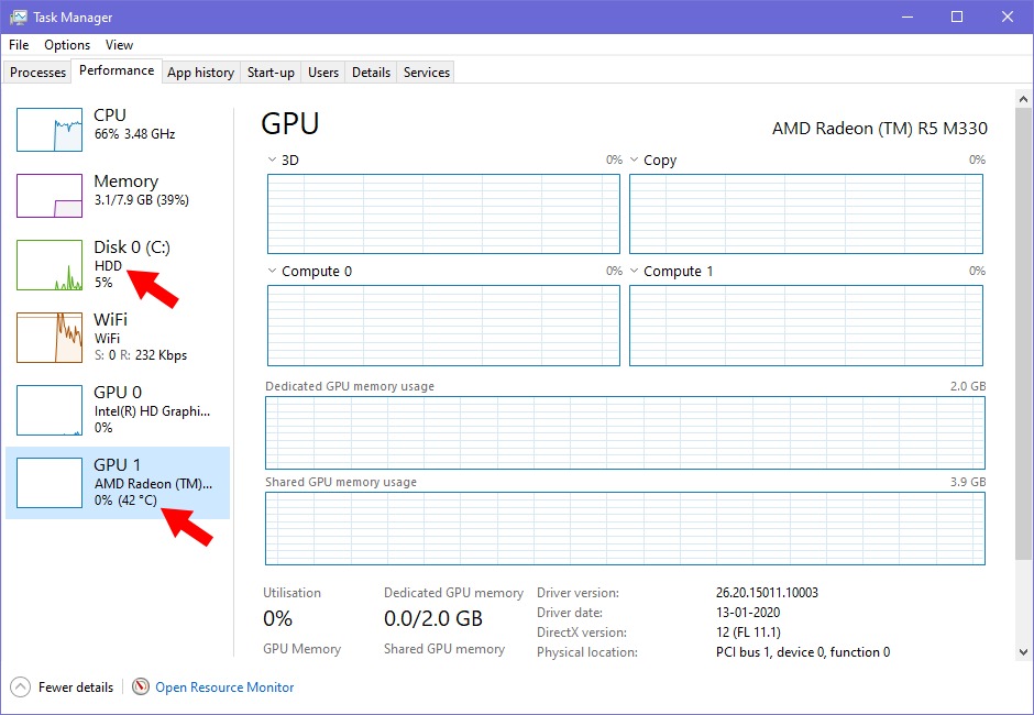Windows  10 tính năng 2004 kiểm tra nhiệt độ GPU