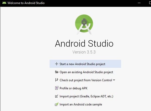 Mulai proyek Android Studio baru - Default