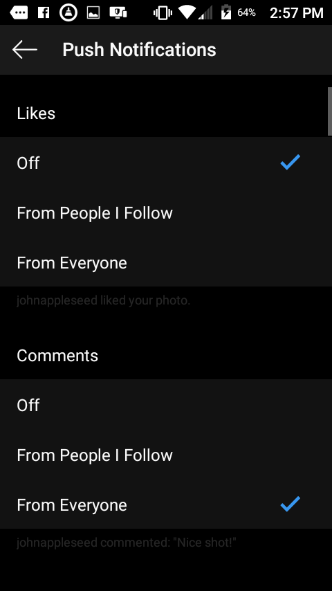 Cara mematikan Instagram Memberitahukan